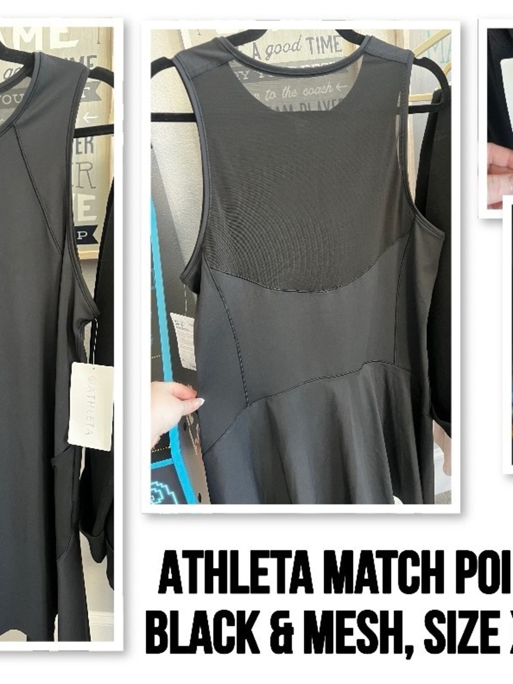 Athleta Black Mesh Panel Active Dress